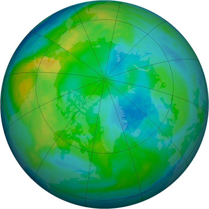 Arctic ozone map for 22 October 1979